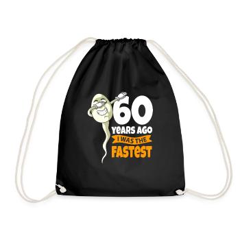 60th birthday gift sperm 60 years old - Drawstring Bag - black - Front