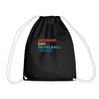 Pickleball Funny Husband Dad Legend Father's Day - Drawstring Bag - black - Front