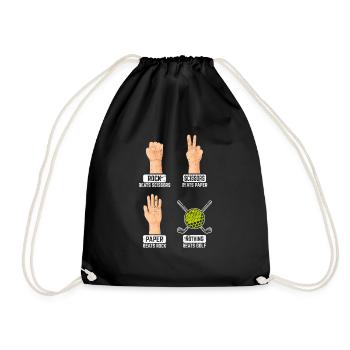Rock Paper Scissors Nothing Beats Golf Funny Golfi - Drawstring Bag - black - Front