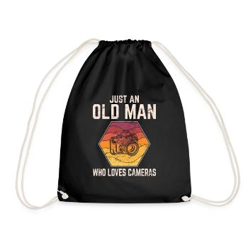 Old Man Loves Cameras Funny Photography Lover Phot - Drawstring Bag - black - Front