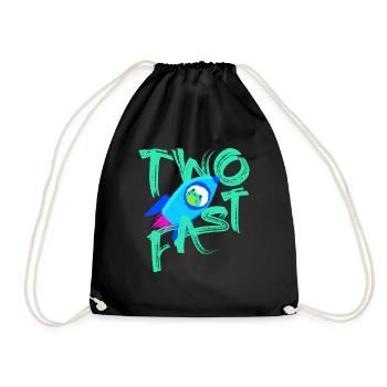 Two Fast Rocket Frog Space 2 Years 2nd Birthday - Drawstring Bag - black - Front