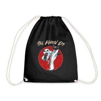 Taekwondo Panda - Niedlich TKD Koreanische - Turnbeutel - Schwarz - Vorne