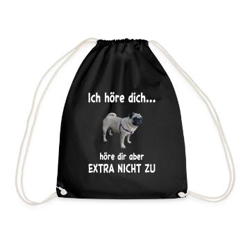 Mops Hund - Mops - Turnbeutel - Schwarz - Vorne