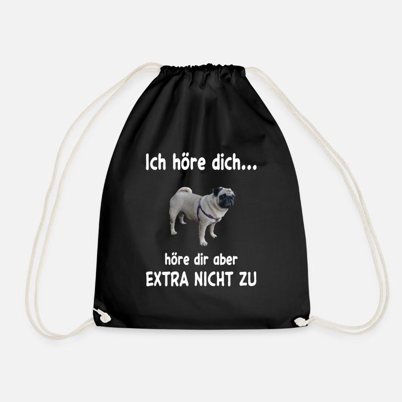 Mops Hund - Mops - Turnbeutel - Schwarz