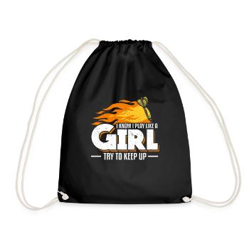 I Know I Play Like A Girl Try To Keep Up Darts - Drawstring Bag - black - Front