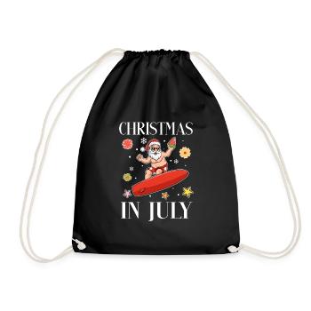 Xmas In July Funny Santa Surfing Summer Surfer - Drawstring Bag - black - Front