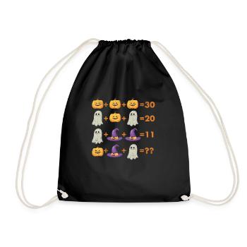 Math Equation Pumpkin Ghost Witch Bat - Drawstring Bag - black - Front