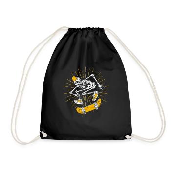 Rocker Skater Skeleton Beanie Cool Halloween Punk - Drawstring Bag - black - Front