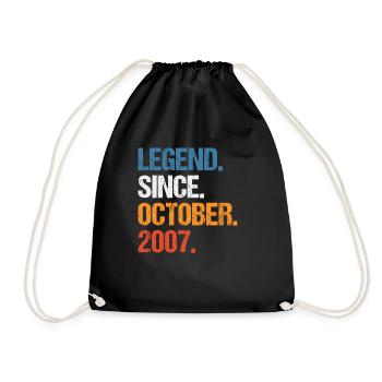 Legend Since October 2007 Birthday - Drawstring Bag - black - Front