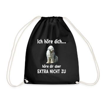 Old English Sheepdog Hund - Bobtail - Turnbeutel - Schwarz - Vorne