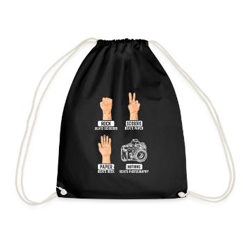 Rock Paper Scissors Funny Photography Lover Photog - Drawstring Bag - black - Front