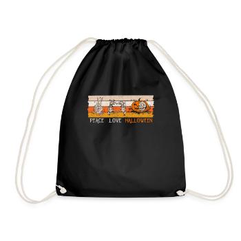 Lovers Funny Skeleton Pumpkin Lover Peace - Drawstring Bag - black - Front