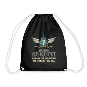 7 Jahre verheiratet kann tun 7.Hochzeitstag - Turnbeutel - Schwarz - Vorne