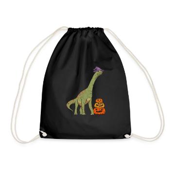 Brachiosaurus Sorcière Citrouille Halloween Dinosaure - Sac de sport léger - noir - Devant
