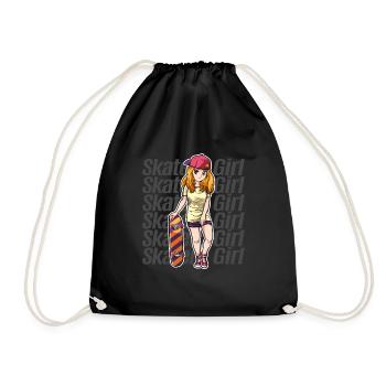 Skater Girl Skateboarder Skateboarding - Drawstring Bag - black - Front