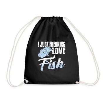 I Just Freaking Love Fish Vintage Fishing Tee - Turnbeutel - Schwarz - Vorne