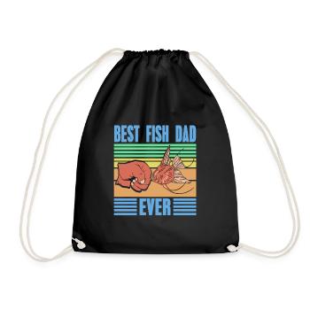 Best Fish Dad Ever Retro Fishing T-Shirt Present - Drawstring Bag - black - Front