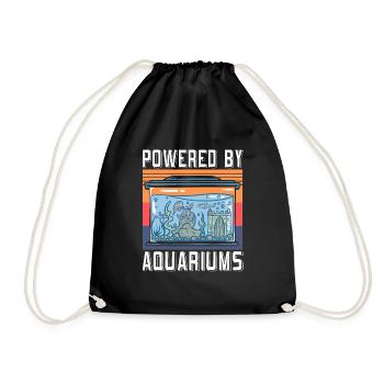 Powered By Aquariums Awesome Retro Fish Lover - Turnbeutel - Schwarz - Vorne