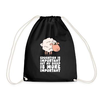 Education is important My sheep is more important - Drawstring Bag - black - Front