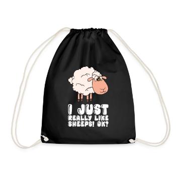 I like sheep Simply Very - Drawstring Bag - black - Front