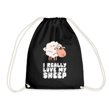 I Really Love My Sheep - Drawstring Bag - black - Front