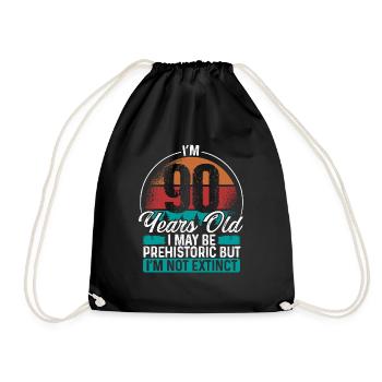 90 Birthday Idea Men Birthdays Funny 90 Year Old - Drawstring Bag - black - Front