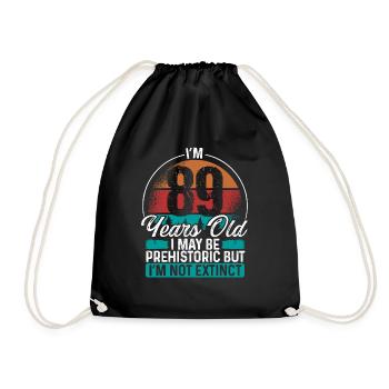 89 Birthday Idea Men Birthdays Funny 89 Year Old - Drawstring Bag - black - Front
