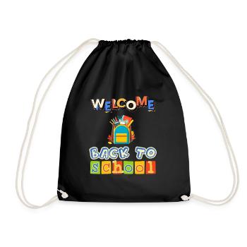welcome back to school - Drawstring Bag - black - Front