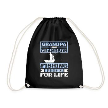 Grandpa and grandson fishing buddies for life - Turnbeutel - Schwarz - Vorne