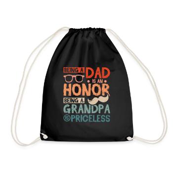 Being a grandpa is priceless - Drawstring Bag - black - Front
