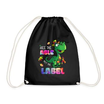 Autism See The Able Not The Label - Drawstring Bag - black - Front