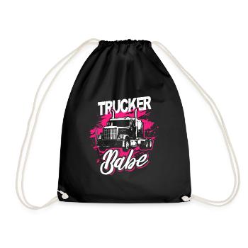 Trucker Babe Female Truck Driver Woman Trucker - Drawstring Bag - black - Front