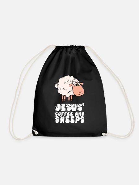 Jesus, Kaffee Und Schafe - Turnbeutel - Schwarz