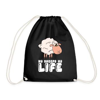No life without sheep - Drawstring Bag - black - Front