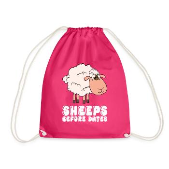 Sheep Before Dates - Drawstring Bag - fuchsia - Front