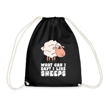 What Should I Say, I Like Sheep - Drawstring Bag - black - Front