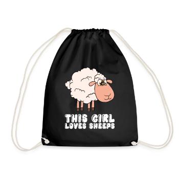 This girl loves sheep - Drawstring Bag - black - Front