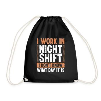 Night Shift Factory Worker Humor Production Job - Drawstring Bag - black - Front