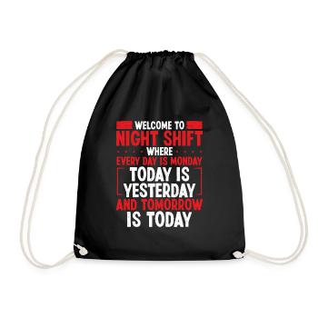 Factory Worker Night Shift Worker Production Humor - Drawstring Bag - black - Front