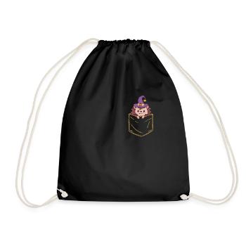 Pocket Hedgehog Witch Pumpkin Halloween Tier - Turnbeutel - Schwarz - Vorne
