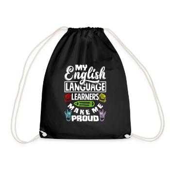 ESL Teacher Linguist Multilingual Teaching - Drawstring Bag - black - Front