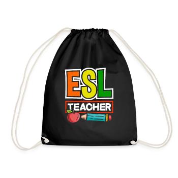 ESL Teacher Linguist Multilingual Teaching - Drawstring Bag - black - Front