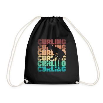 Curling Player Silhouette for a Curler - Drawstring Bag - black - Front