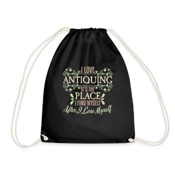 I Love Antiquing I Find Myself Losing - Drawstring Bag - black - Front
