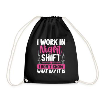 Funny Nurse Appreciation Humor Night Shift Nurse - Drawstring Bag - black - Front