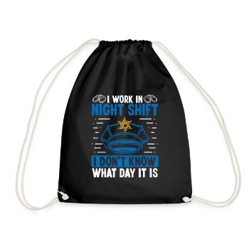 Policeman Work in Night Shift Police Officer - Drawstring Bag - black - Front