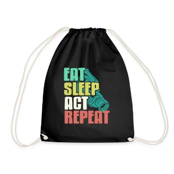 Retro Vintage Eat Sleep Act Repeat Funny Tea - Drawstring Bag - black - Front