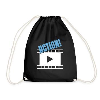 ACTION! Awesome Cool Theatre Actor T-Shirt Present - Drawstring Bag - black - Front