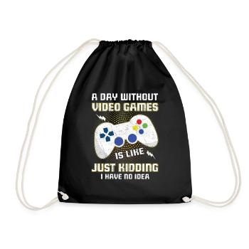 Video Game Lover Gamer A Day Without Gaming Game - Drawstring Bag - black - Front