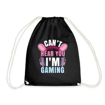Video Game Lover Can't Hear I Am Gaming - Drawstring Bag - black - Front